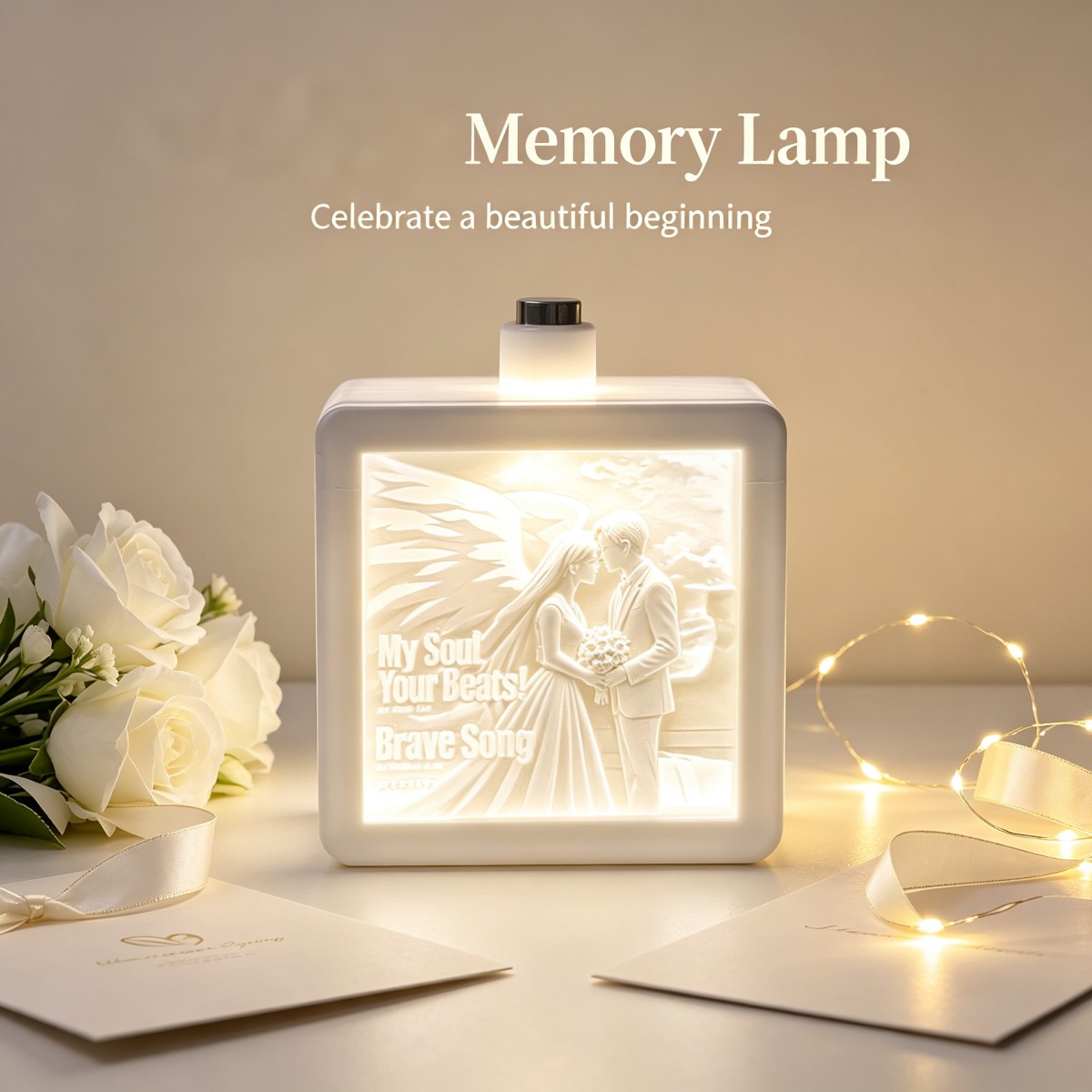 Lighting Christmas Decor - パーソナライズされた3Dプリントカスタム写真レリーフ彫刻LEDナイトライト、結婚記念日の記念品ギフト、卓上ホームデコレーション