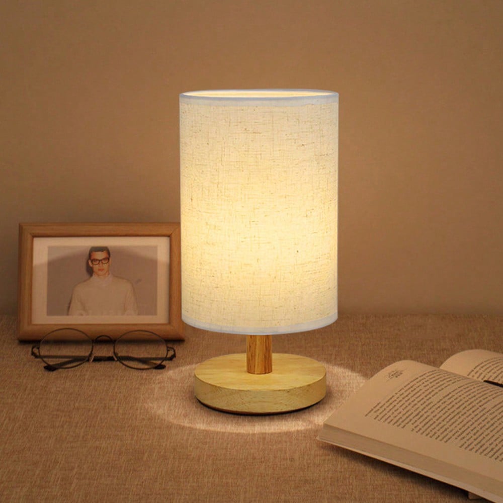モダンな北欧風の木製と布製の装飾テーブルランプ。寝室のベッド - Lighting Christmas Decor のレビューと価格