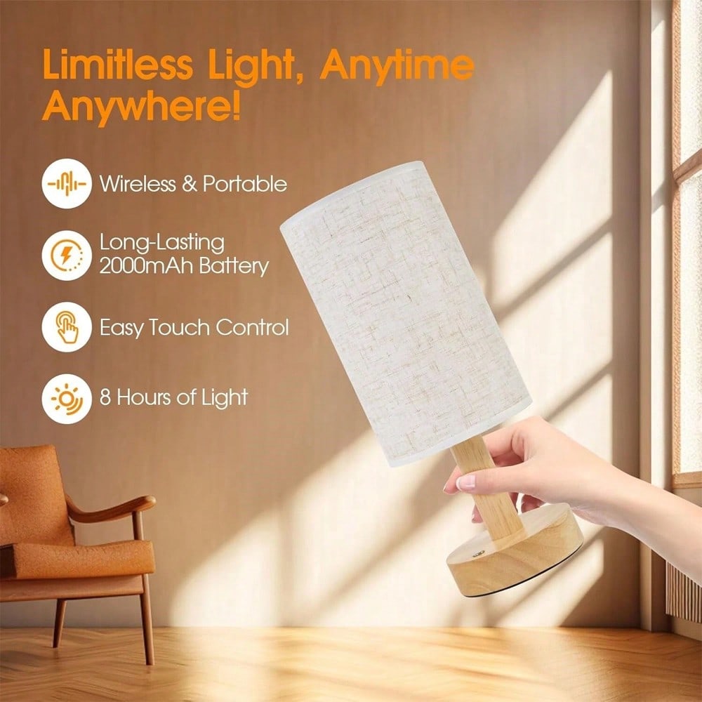モダンな北欧風の木製と布製の装飾テーブルランプ。寝室のベッド - Lighting Christmas Decor のレビューと価格