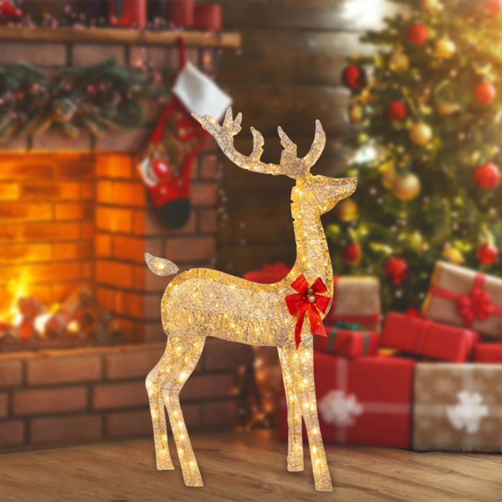 屋外の庭の装飾に最適な、温かみのある白色のクリスマス・トナカ - Lighting Christmas Decor のレビューと価格