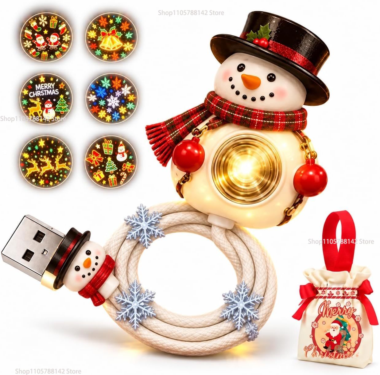 クリスマス・スノーマン・USBプロジェクターライト。角度調整 - Lighting Christmas Decor のレビューと価格