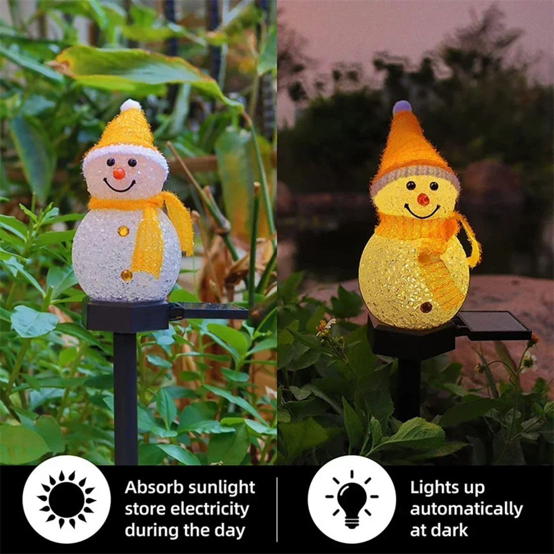 クリスマス雪だるまソーラーガーデンライト LED 防水屋外庭 - Lighting Christmas Decor のレビューと価格